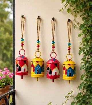 Hand-Painted Decorative Metal Hanging Bells