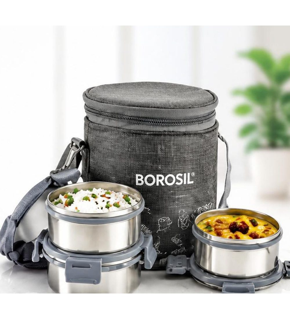 CARRY FRESH SS INSULATED LUNCH BOX,SET OF 4