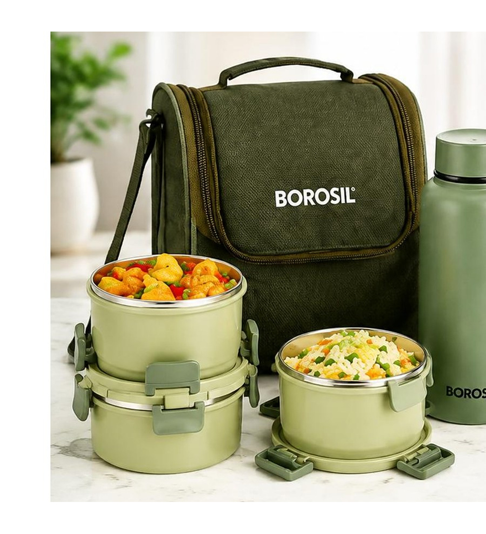 GLORY GREEN SS LUNCH BOX SET OF 4