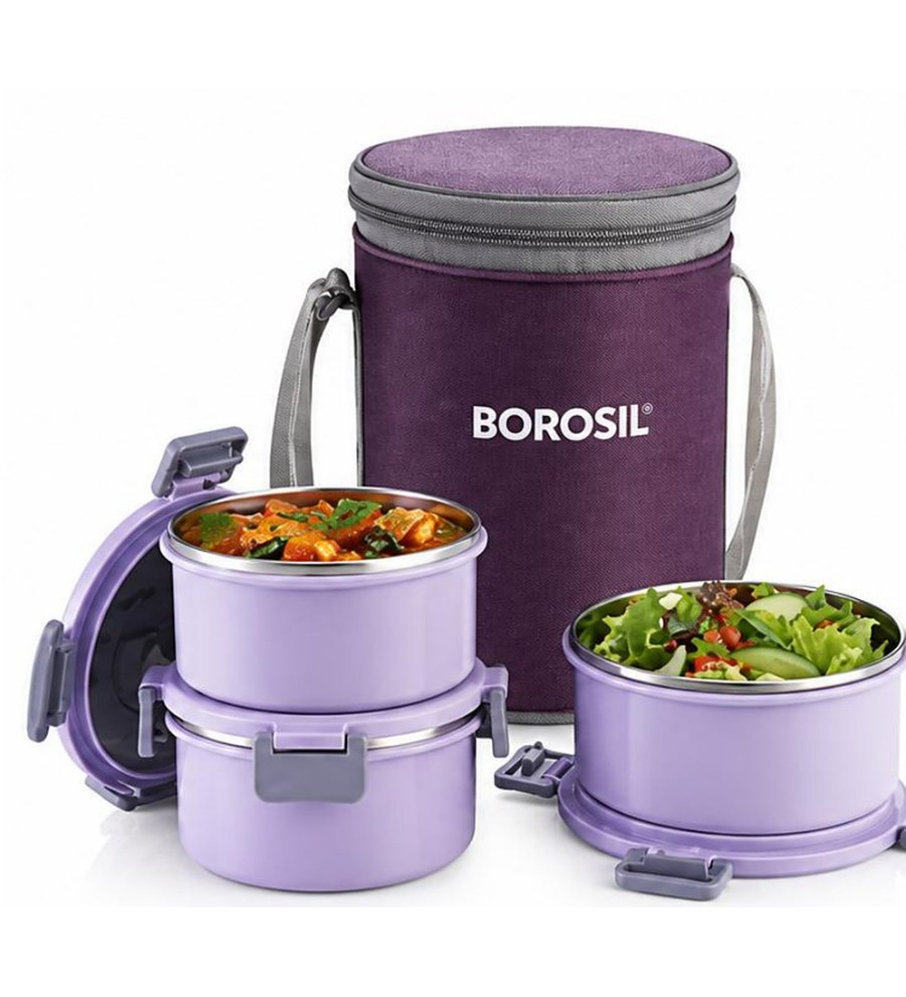 GLORY LAVENDER SS LUNCH BOX SET OF 3